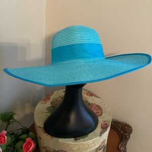 NEW Kentucky derby Tea party Turquoise Wide-Brimmed Hat